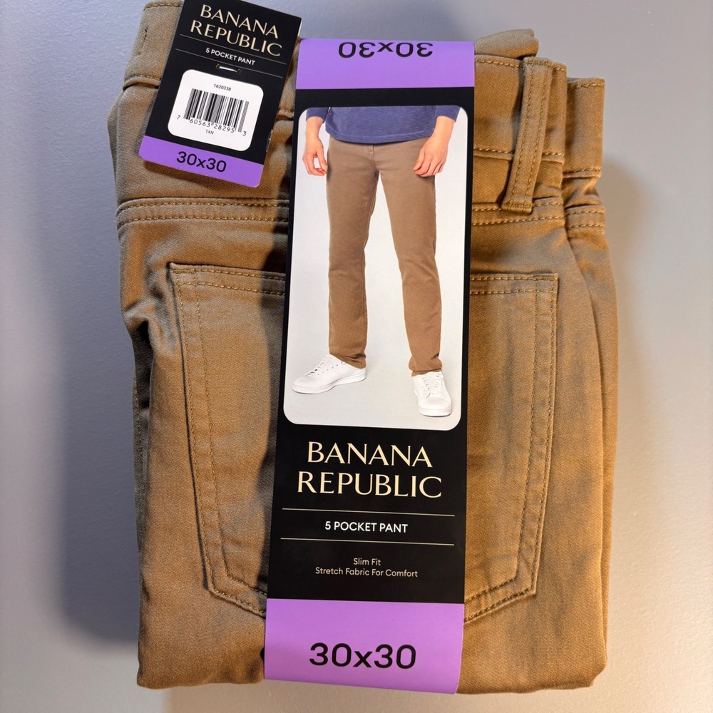 Banana Republic‎ 5 Pocket Slim Fit Pants Mens 31x30 Tan Stretch NWT Casual